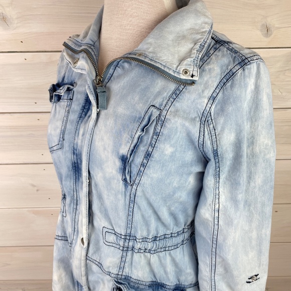 Charlotte Russe Blue White Bleached Denim Jacket - Picture 5 of 10